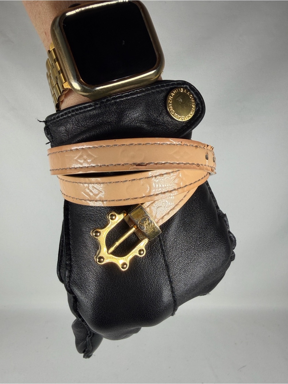 Authentic Louis Vuitton Peach Vernis Wrap Belt Bracelet